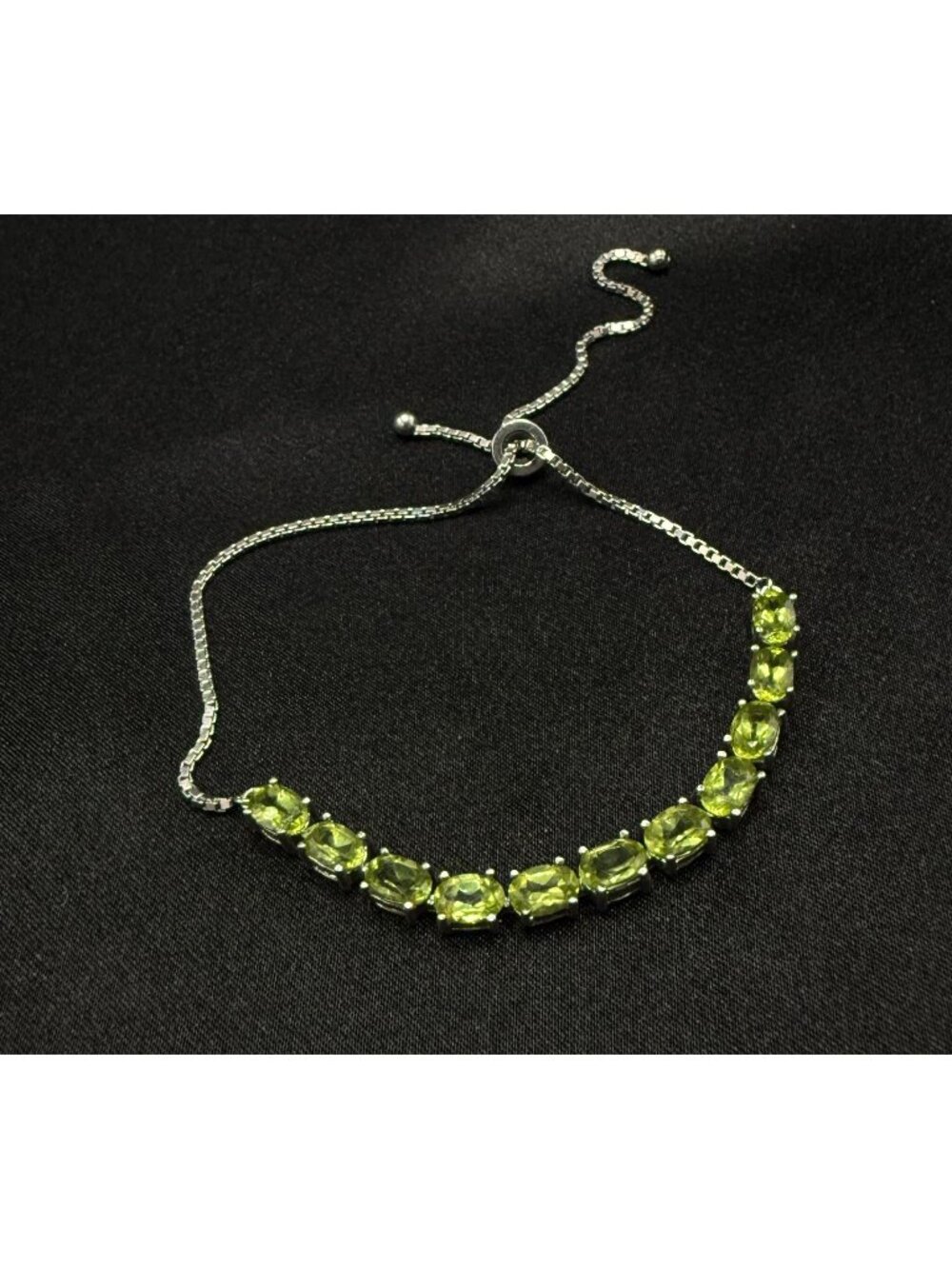 Peridot 925 Sterling Silver Thailand Adjustable Tennis Bracelet